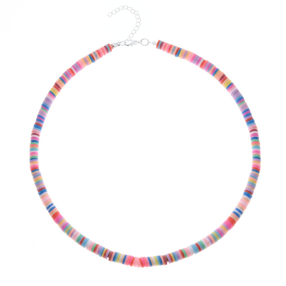 Colorful African Vinyl Disc Beads Necklaces for Women Girls Handmade 2021 Summer Beach Collar Necklace for Holidays New