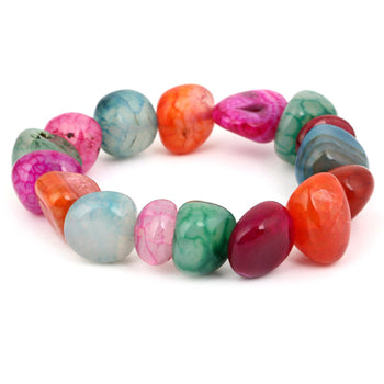 Colorful Agate Bracelet Women Ice Crack Irregular Natural Stone Bracelets Beach Sea Travel Bracelets For Women Jewelry
