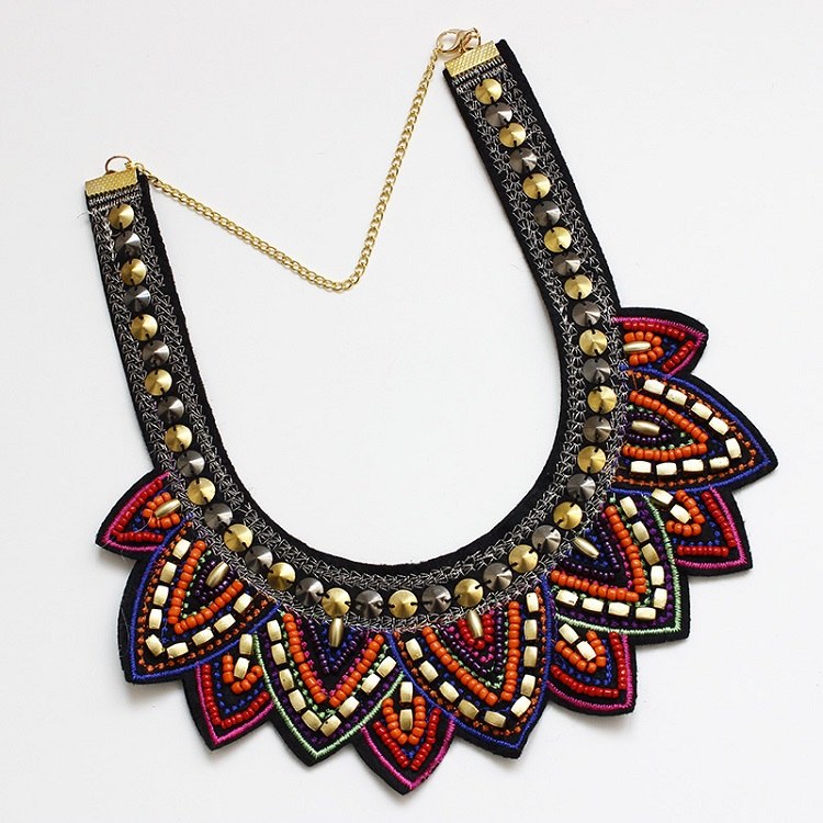 Colorful Bead Fashion Bohemian Power Alloy Tassel Collar Choker Necklace Vintage Bib Maxi Gypsy Ethnic Necklace Women Jewelry