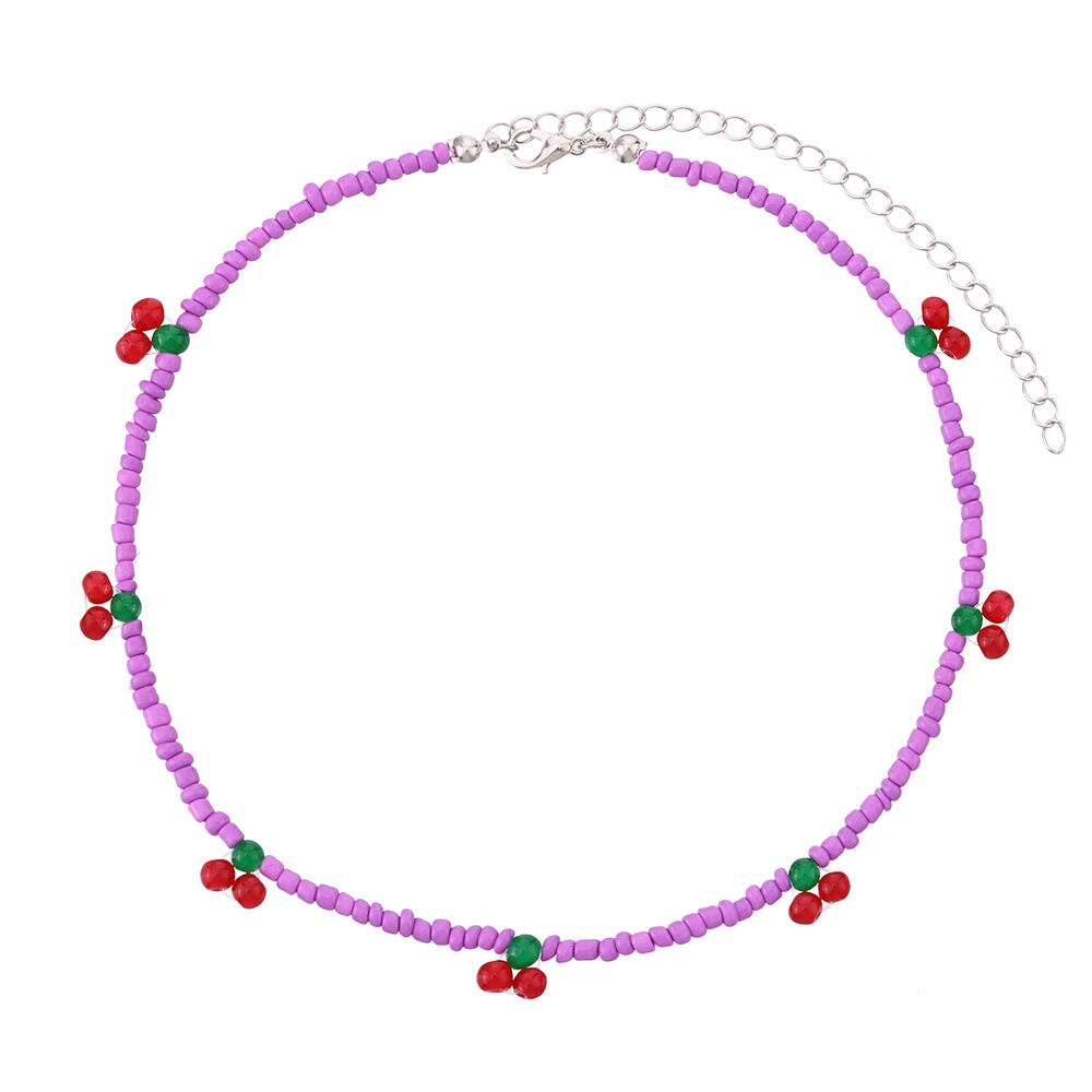 Colorful Beads Cute Cherry Choker Necklaces For Women Girls Korean Fruit Rainbow Beaded Necklace 2021 Trend Jewelry Gift
