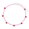 Colorful Beads Cute Cherry Choker Necklaces For Women Girls Korean Fruit Rainbow Beaded Necklace 2021 Trend Jewelry Gift