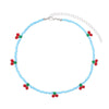 Colorful Beads Cute Cherry Choker Necklaces For Women Girls Korean Fruit Rainbow Beaded Necklace 2021 Trend Jewelry Gift