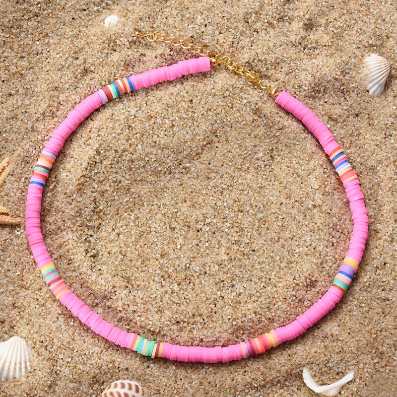 Colorful Beads Necklace Women Girl Necklace Summer Beach Surf Jewelry