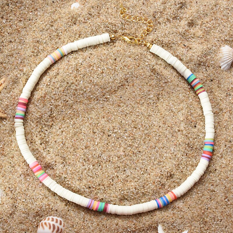 Colorful Beads Necklace Women Girl Necklace Summer Beach Surf Jewelry