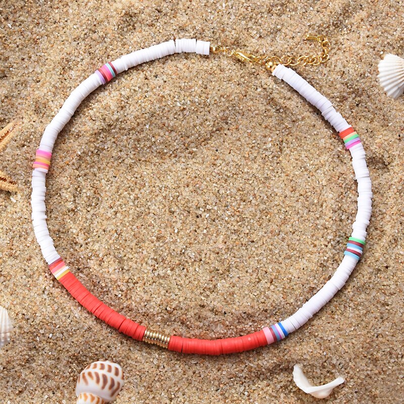 Colorful Beads Necklace Women Girl Necklace Summer Beach Surf Jewelry