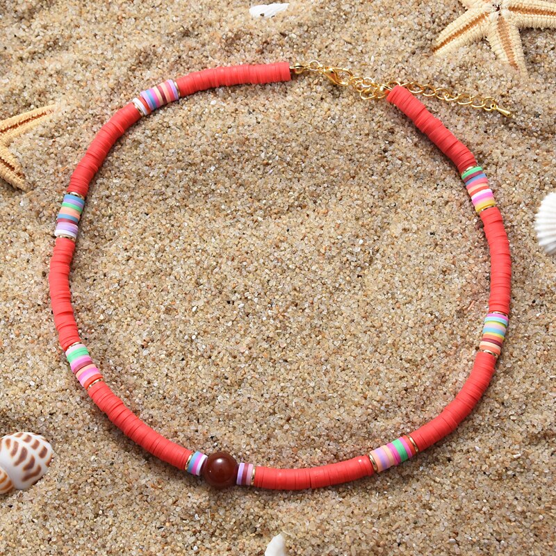 Colorful Beads Necklace Women Girl Necklace Summer Beach Surf Jewelry