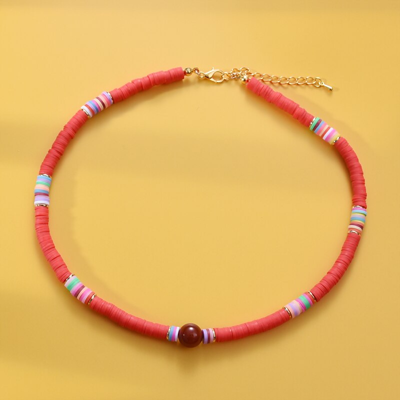 Colorful Beads Necklace Women Girl Necklace Summer Beach Surf Jewelry