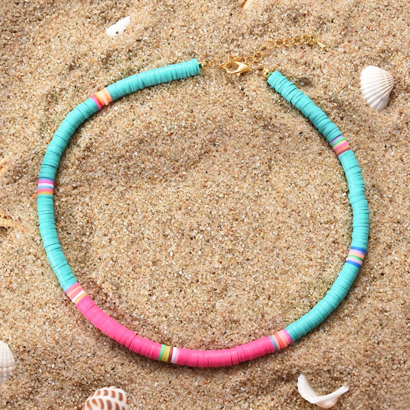 Colorful Beads Necklace Women Girl Necklace Summer Beach Surf Jewelry