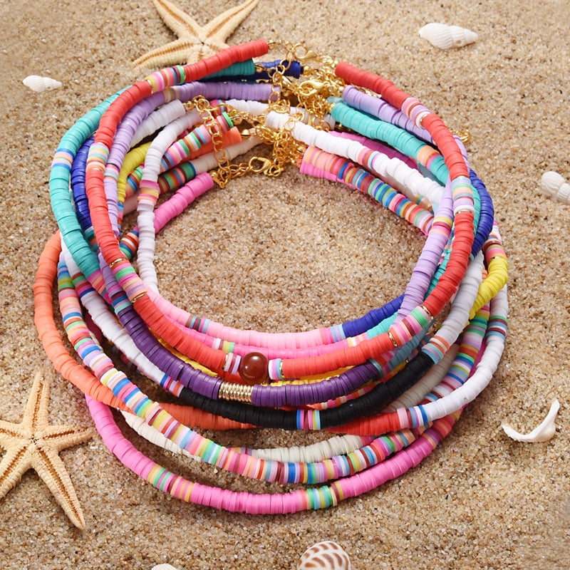 Colorful Beads Necklace Women Girl Necklace Summer Beach Surf Jewelry