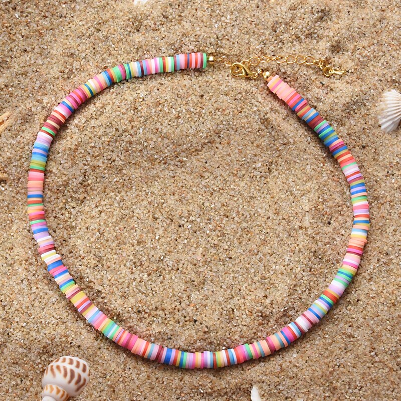 Colorful Beads Necklace Women Girl Necklace Summer Beach Surf Jewelry