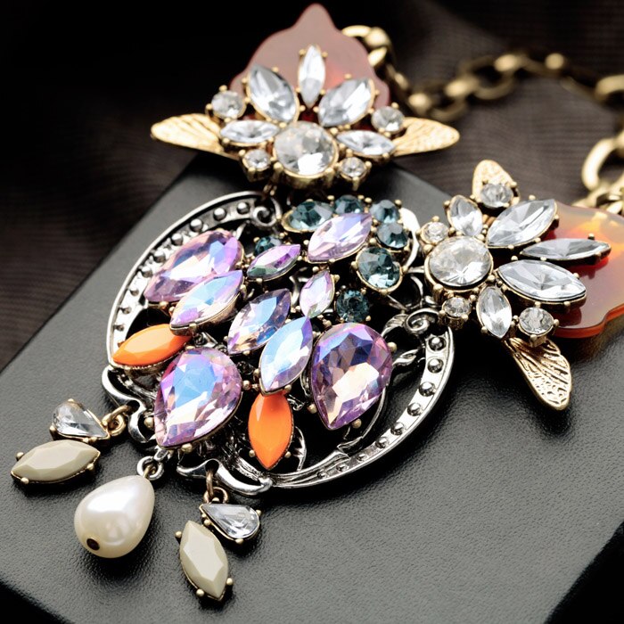 Colorful Big Pendant Chunky Costume Necklace Perfume Women Boho Necklace Statement Jewelry