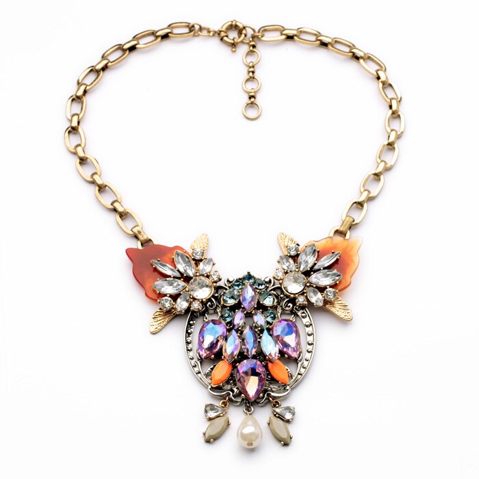 Colorful Big Pendant Chunky Costume Necklace Perfume Women Boho Necklace Statement Jewelry
