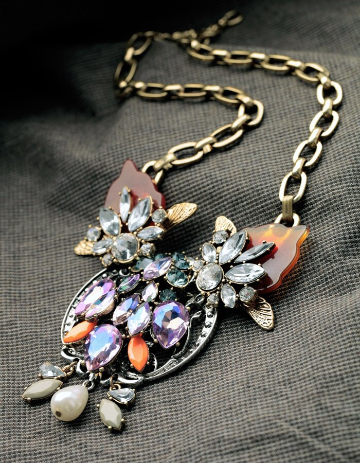 Colorful Big Pendant Chunky Costume Necklace Perfume Women Boho Necklace Statement Jewelry