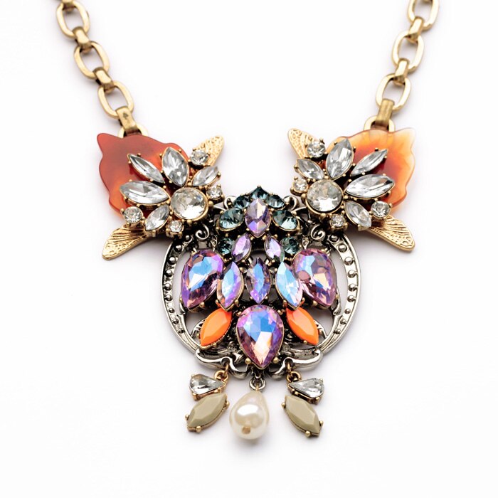 Colorful Big Pendant Chunky Costume Necklace Perfume Women Boho Necklace Statement Jewelry