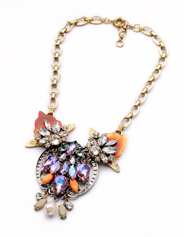 Colorful Big Pendant Chunky Costume Necklace Perfume Women Boho Necklace Statement Jewelry