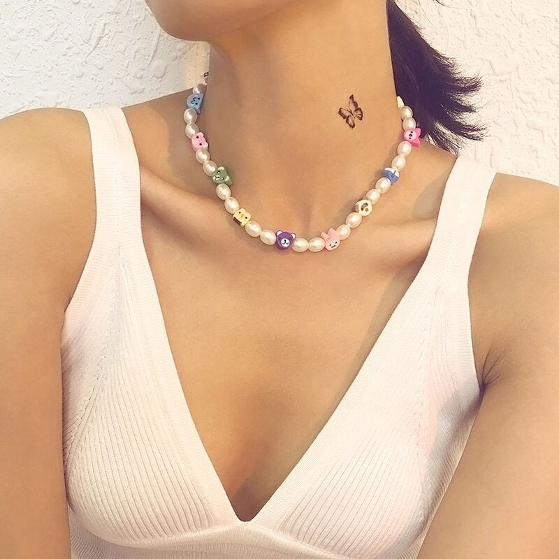 Colorful Boho Beaded Necklace For Women Korean Sweet Colorful Clavicle Chain Ethnic Choker Female Harajuku Collar Jewelry Gifts