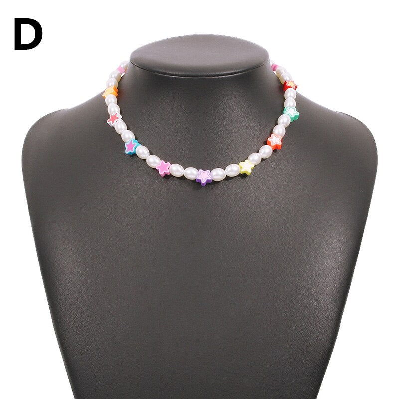 Colorful Boho Beaded Necklace For Women Korean Sweet Colorful Clavicle Chain Ethnic Choker Female Harajuku Collar Jewelry Gifts