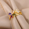 Colorful Butterfly Zircon Rings for Women Stainless Steel Gold Color Open Ring 2023 Trend Cubic Zirconia Wedding Jewelry anillos