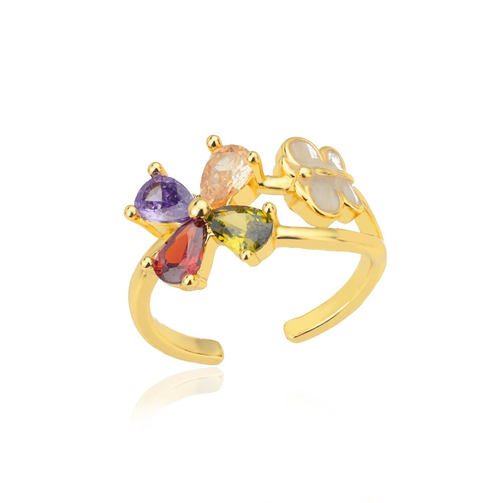 Colorful Butterfly Zircon Rings for Women Stainless Steel Gold Color Open Ring 2023 Trend Cubic Zirconia Wedding Jewelry anillos