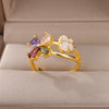 Colorful Butterfly Zircon Rings for Women Stainless Steel Gold Color Open Ring 2023 Trend Cubic Zirconia Wedding Jewelry anillos
