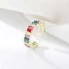 Colorful CZ Ring for Women Female Thin Skinny Wedding Birthstone Rainbow Color Simple Open Adjustable Finger Rings Jewelry Gift