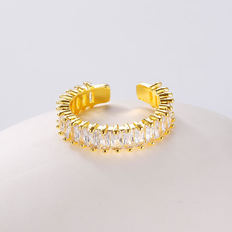 Colorful CZ Ring for Women Female Thin Skinny Wedding Birthstone Rainbow Color Simple Open Adjustable Finger Rings Jewelry Gift