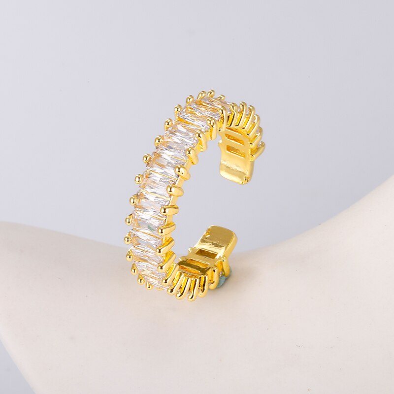 Colorful CZ Ring for Women Female Thin Skinny Wedding Birthstone Rainbow Color Simple Open Adjustable Finger Rings Jewelry Gift