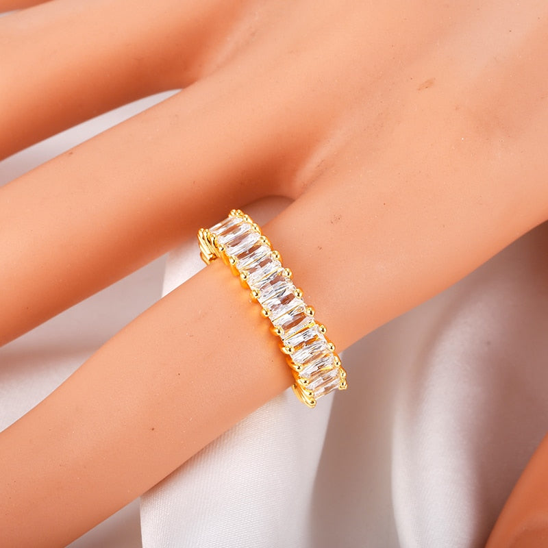 Colorful CZ Ring for Women Female Thin Skinny Wedding Birthstone Rainbow Color Simple Open Adjustable Finger Rings Jewelry Gift