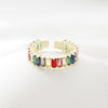 Colorful CZ Ring for Women Female Thin Skinny Wedding Birthstone Rainbow Color Simple Open Adjustable Finger Rings Jewelry Gift