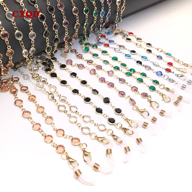 Colorful Crystal Bead Eyeglass Holder  Glasses Chain For Women Eye Accessories Eyewear Straps Cord Sunglasses String Gift