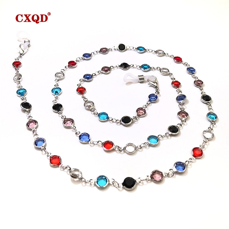 Colorful Crystal Bead Eyeglass Holder  Glasses Chain For Women Eye Accessories Eyewear Straps Cord Sunglasses String Gift