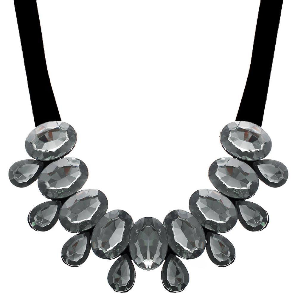 Colorful Crystal False Collar Chokers Necklace Black Rope Chain Rhinestone Choker Necklace Short Collar Statement Necklaces