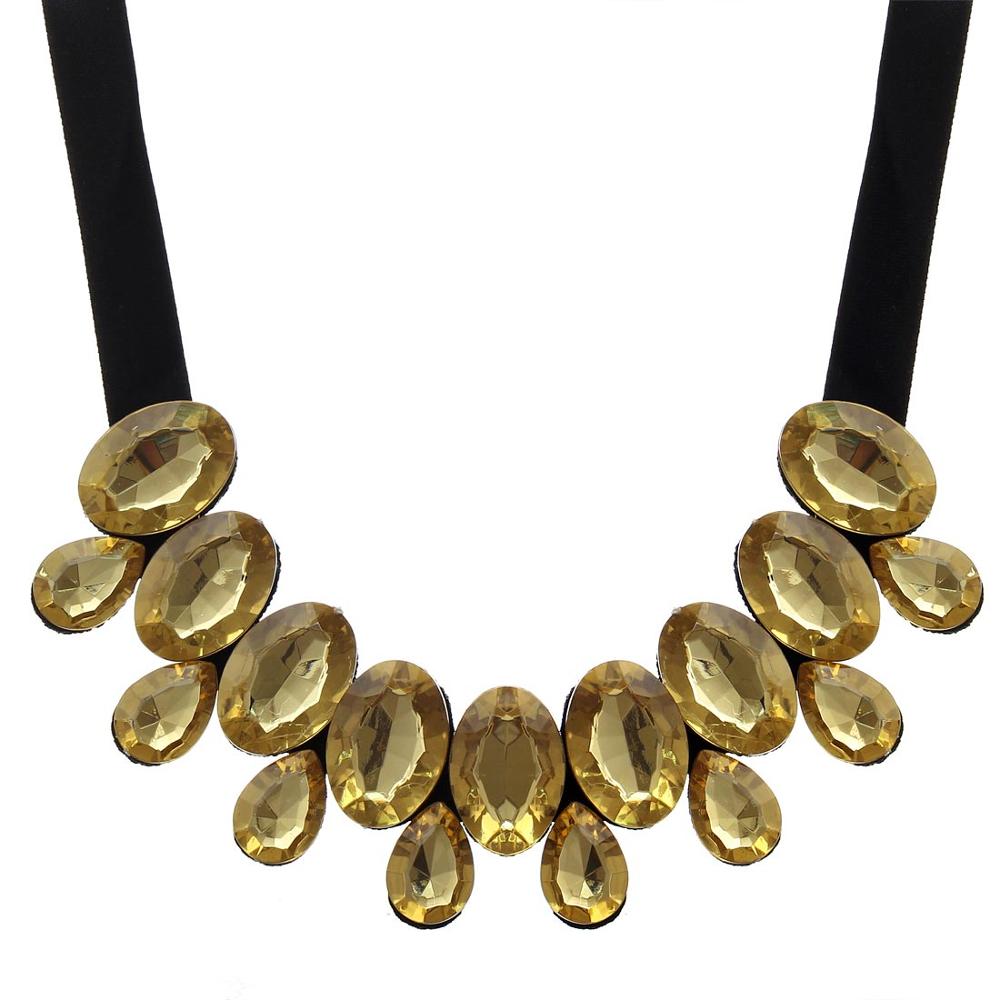 Colorful Crystal False Collar Chokers Necklace Black Rope Chain Rhinestone Choker Necklace Short Collar Statement Necklaces