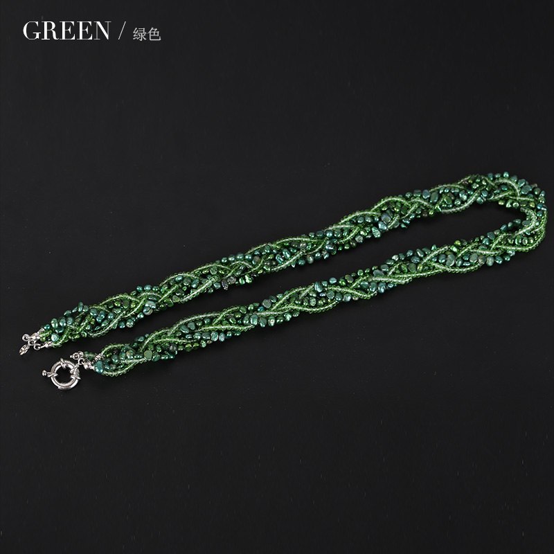 Colorful Crystal Pearl Necklace Natural Pearls Necklace Women Fashion Crystal Chains Popular Pearl Jewelry For Necklace