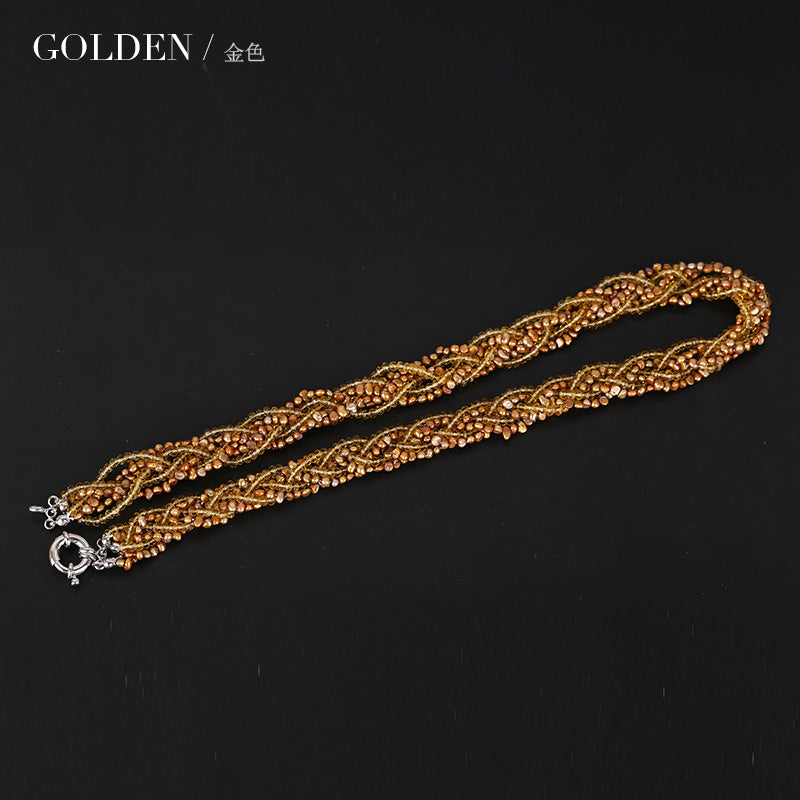 Colorful Crystal Pearl Necklace Natural Pearls Necklace Women Fashion Crystal Chains Popular Pearl Jewelry For Necklace