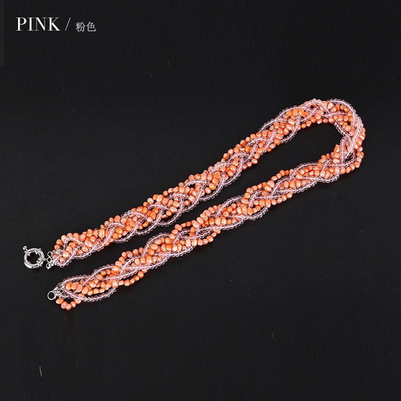 Colorful Crystal Pearl Necklace Natural Pearls Necklace Women Fashion Crystal Chains Popular Pearl Jewelry For Necklace