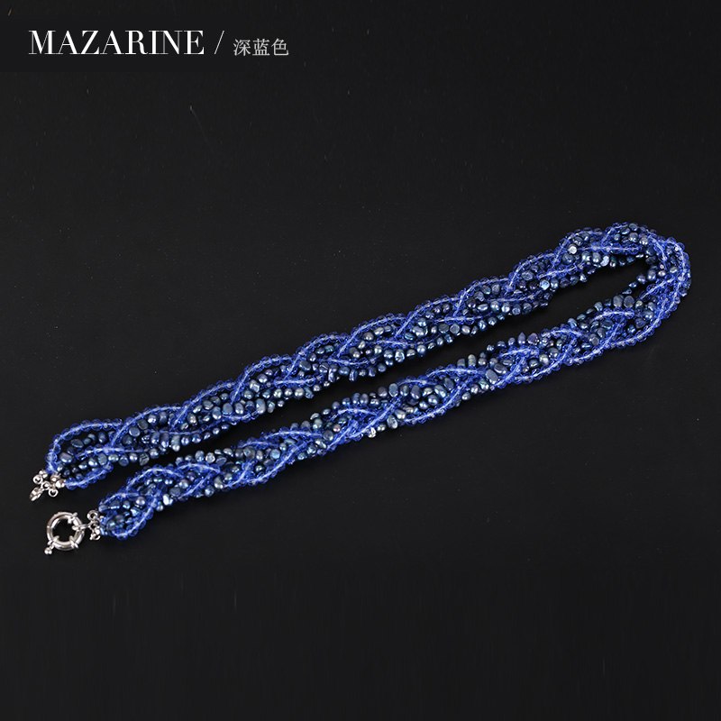 Colorful Crystal Pearl Necklace Natural Pearls Necklace Women Fashion Crystal Chains Popular Pearl Jewelry For Necklace