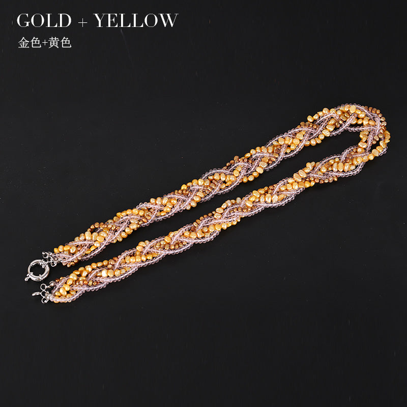 Colorful Crystal Pearl Necklace Natural Pearls Necklace Women Fashion Crystal Chains Popular Pearl Jewelry For Necklace
