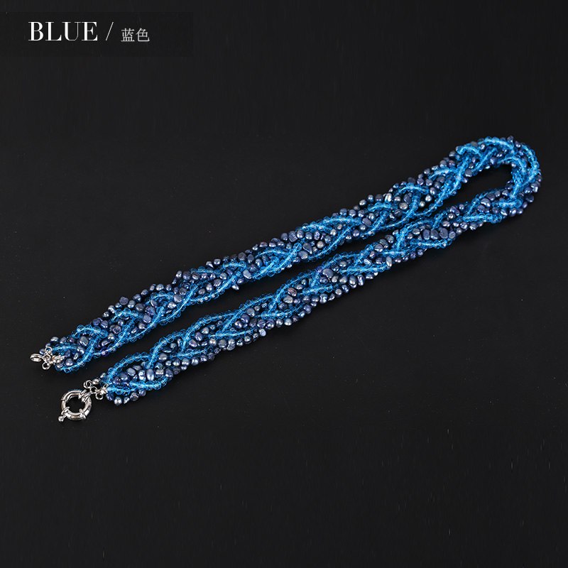 Colorful Crystal Pearl Necklace Natural Pearls Necklace Women Fashion Crystal Chains Popular Pearl Jewelry For Necklace