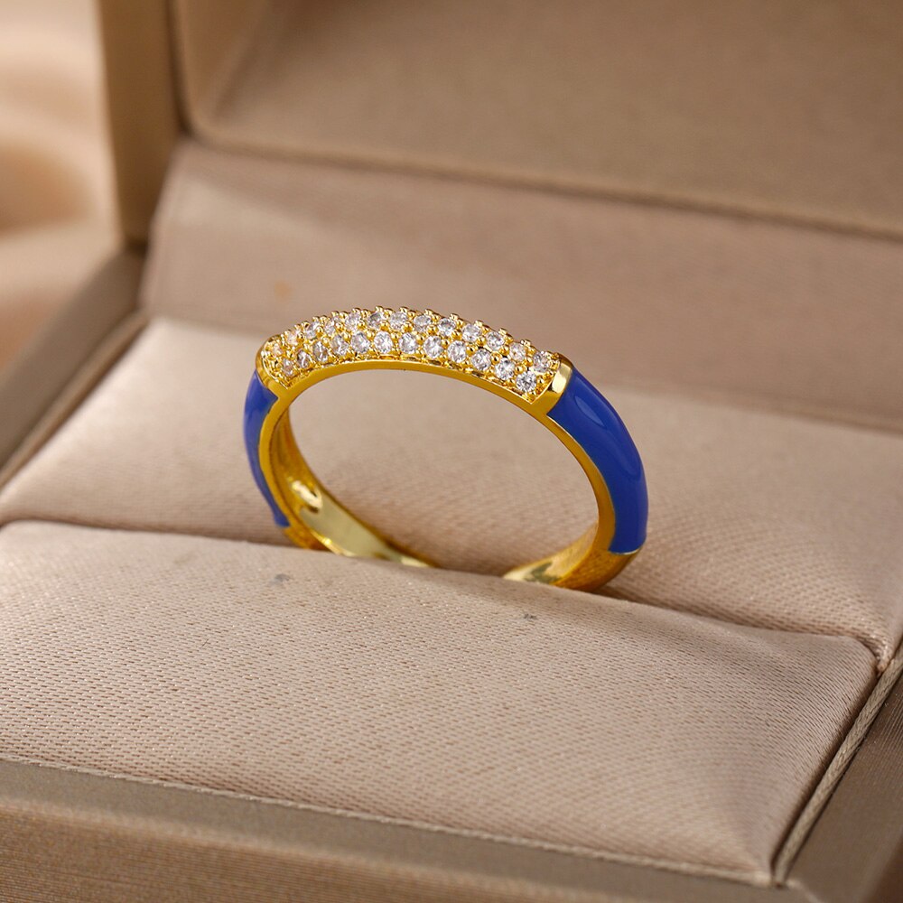 Colorful Cubic Zirconia Rings For Women Adjustable Charm Crystal Finger Ring 2023 Trend Wedding Couple Jewerly anillos