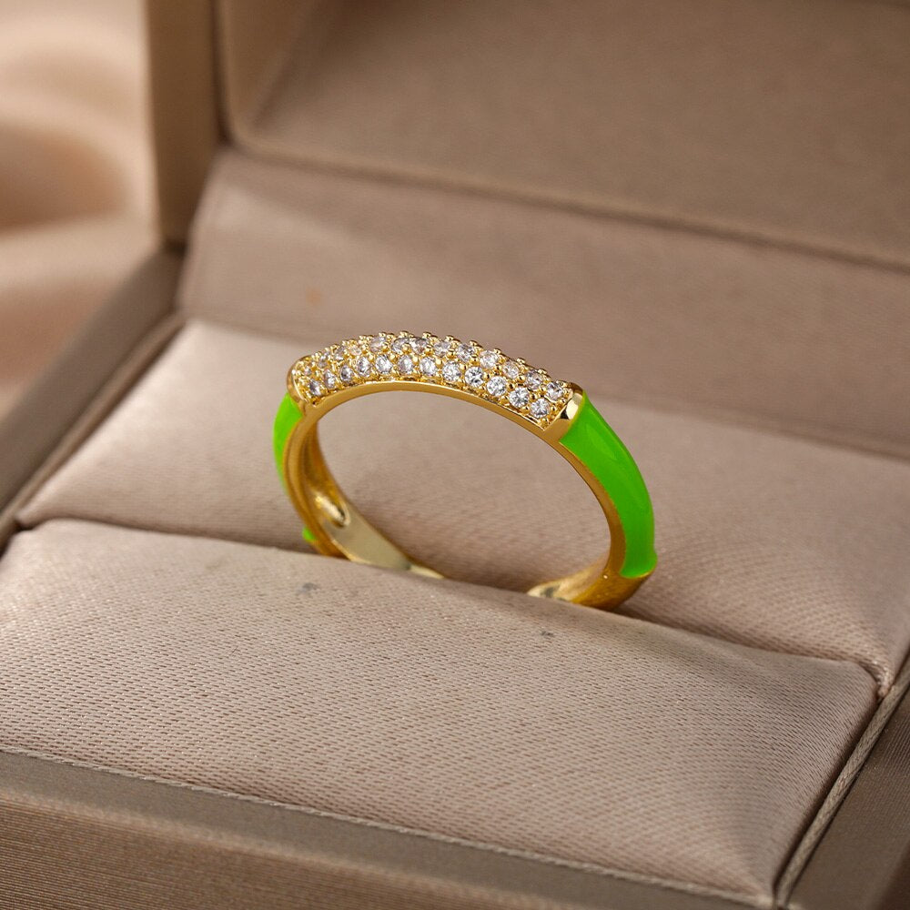 Colorful Cubic Zirconia Rings For Women Adjustable Charm Crystal Finger Ring 2023 Trend Wedding Couple Jewerly anillos