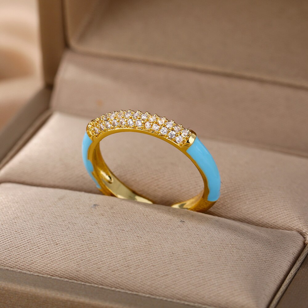 Colorful Cubic Zirconia Rings For Women Adjustable Charm Crystal Finger Ring 2023 Trend Wedding Couple Jewerly anillos