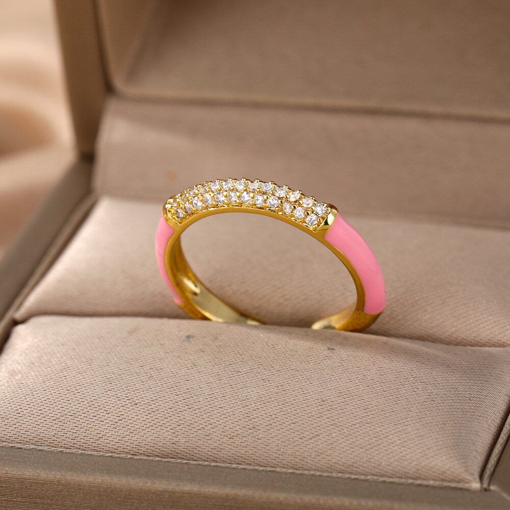Colorful Cubic Zirconia Rings For Women Adjustable Charm Crystal Finger Ring 2023 Trend Wedding Couple Jewerly anillos