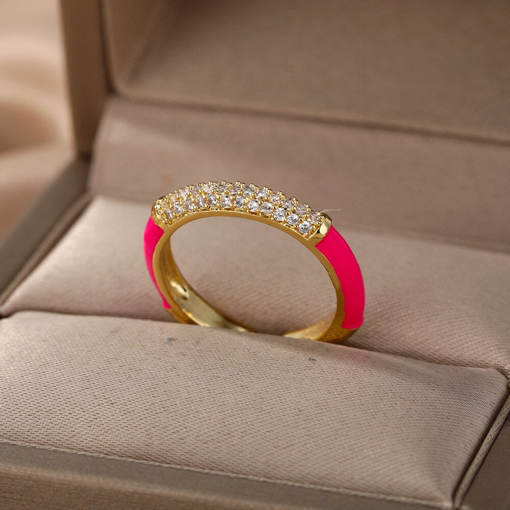 Colorful Cubic Zirconia Rings For Women Adjustable Charm Crystal Finger Ring 2023 Trend Wedding Couple Jewerly anillos