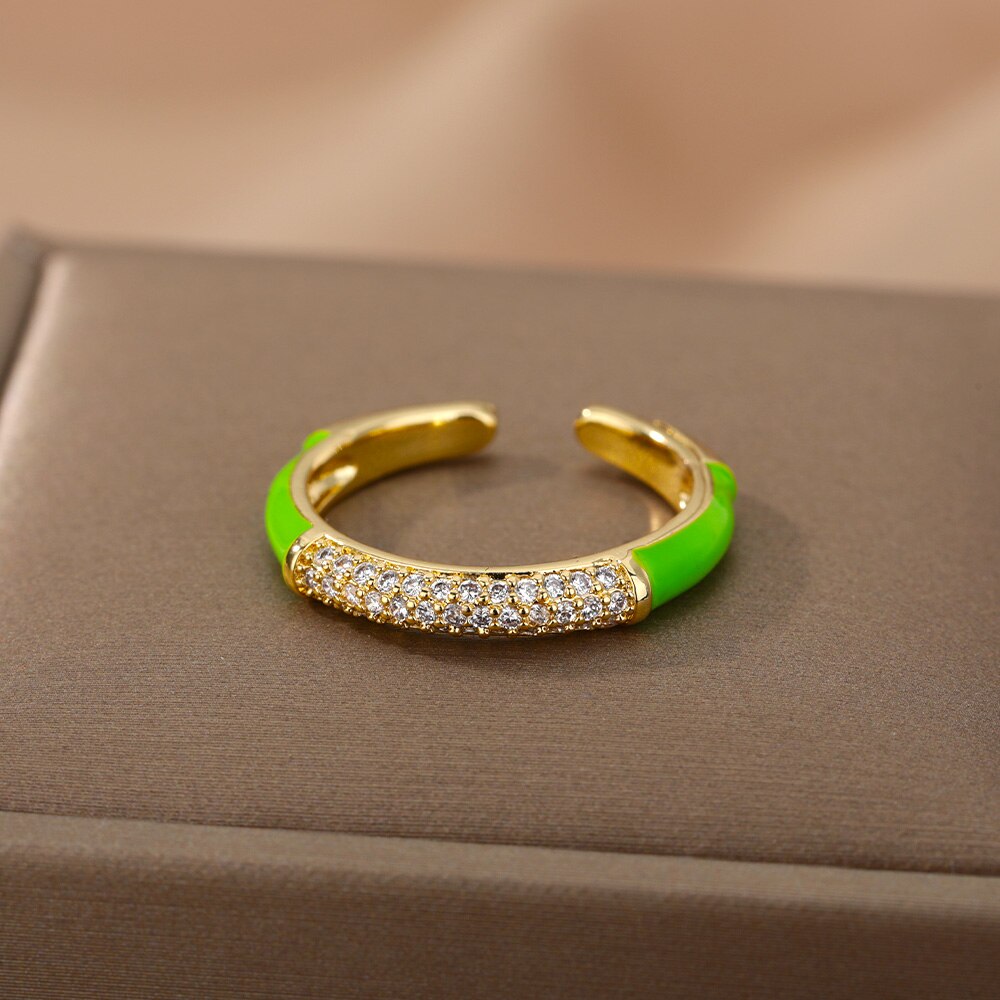 Colorful Cubic Zirconia Rings For Women Adjustable Charm Crystal Finger Ring 2023 Trend Wedding Couple Jewerly anillos