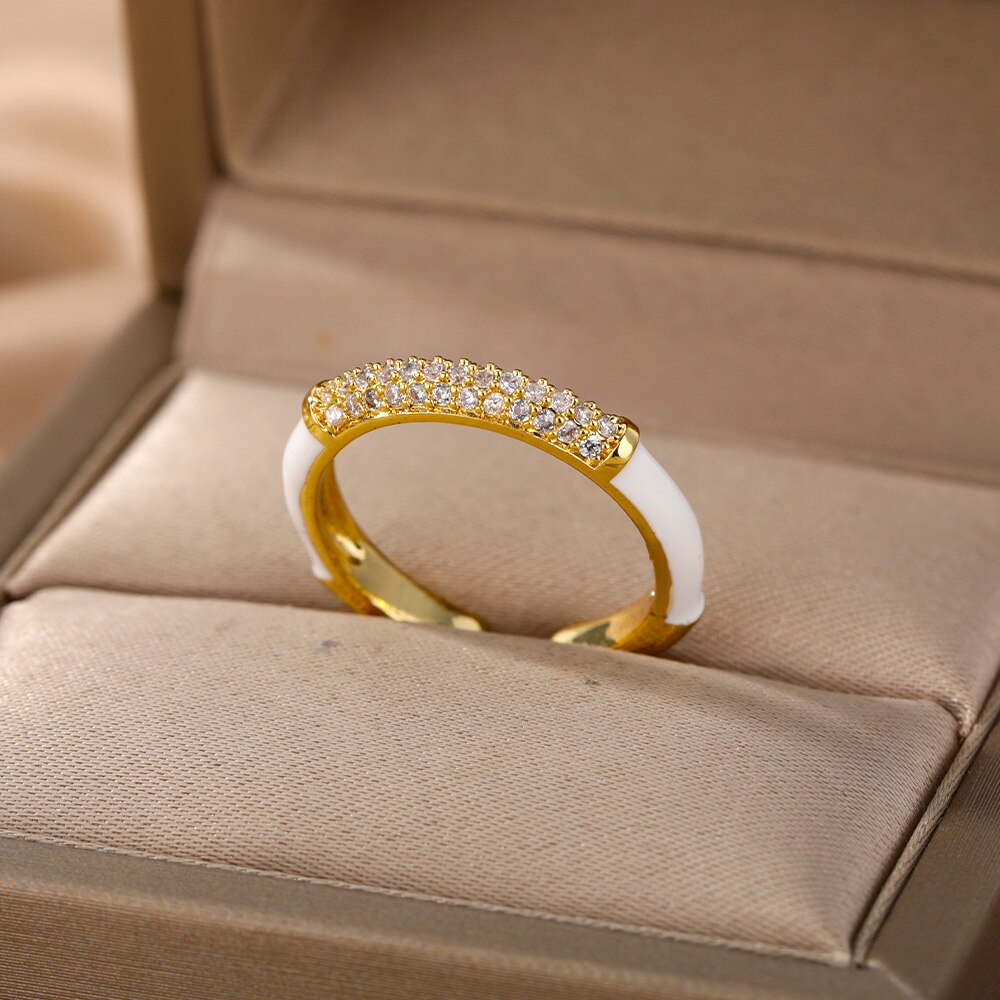 Colorful Cubic Zirconia Rings For Women Adjustable Charm Crystal Finger Ring 2023 Trend Wedding Couple Jewerly anillos