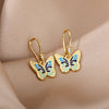 Colorful Enamel Butterfly Drop Earrings For Women Stainless Steel Couple Earrings 2023 Trend Aesthetic Jewelry Christmas Gift