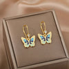 Colorful Enamel Butterfly Drop Earrings For Women Stainless Steel Couple Earrings 2023 Trend Aesthetic Jewelry Christmas Gift