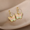 Colorful Enamel Butterfly Drop Earrings For Women Stainless Steel Couple Earrings 2023 Trend Aesthetic Jewelry Christmas Gift