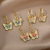 Colorful Enamel Butterfly Drop Earrings For Women Stainless Steel Couple Earrings 2023 Trend Aesthetic Jewelry Christmas Gift